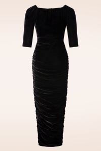 Glamour Bunny - Marilyn velvet maxi jurk in zwart 5