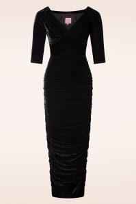 Glamour Bunny - Marilyn velvet maxi jurk in zwart 2