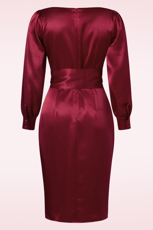 Glamour Bunny - The Moira Satin pencil jurk in Merlot 5