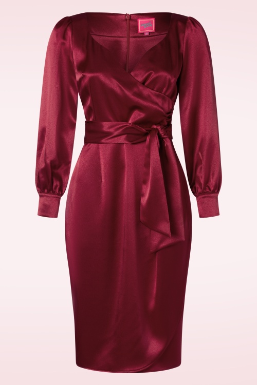 Glamour Bunny - The Moira Satin pencil jurk in Merlot 2