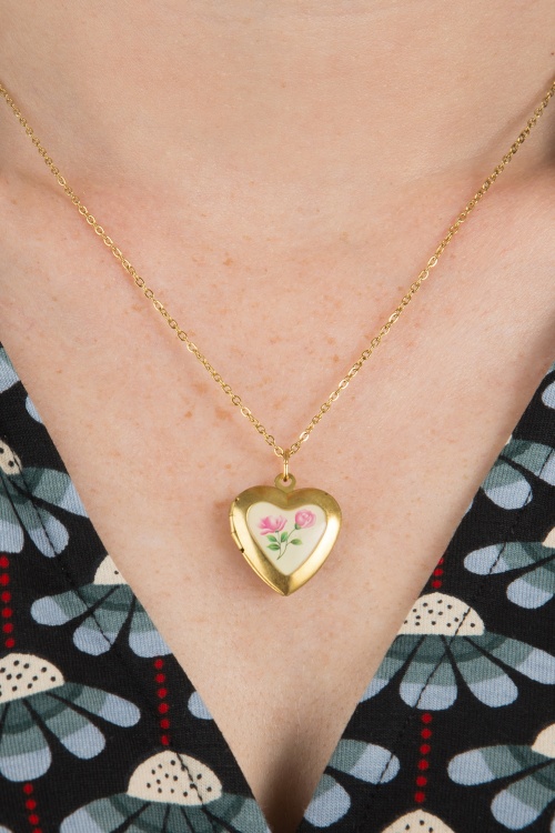 Urban Hippies - Heart medaillon ketting in goud 