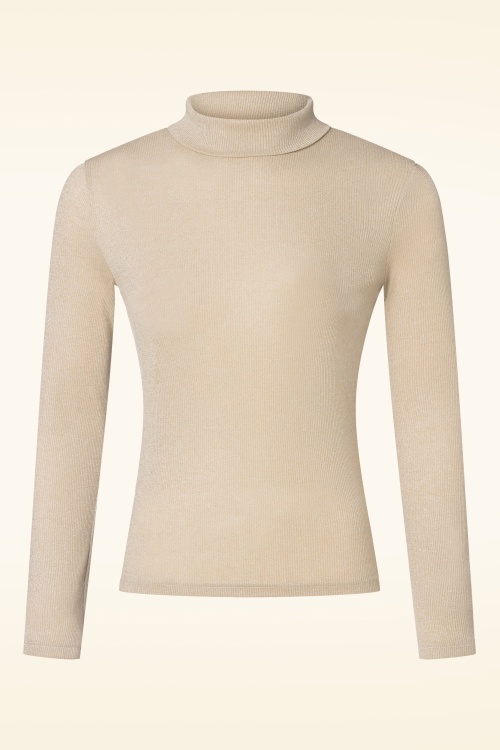 Banned Retro - Opal glitter top in beige 2