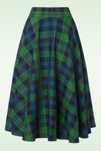 Banned Retro - Winter Check swing rok in groen 4