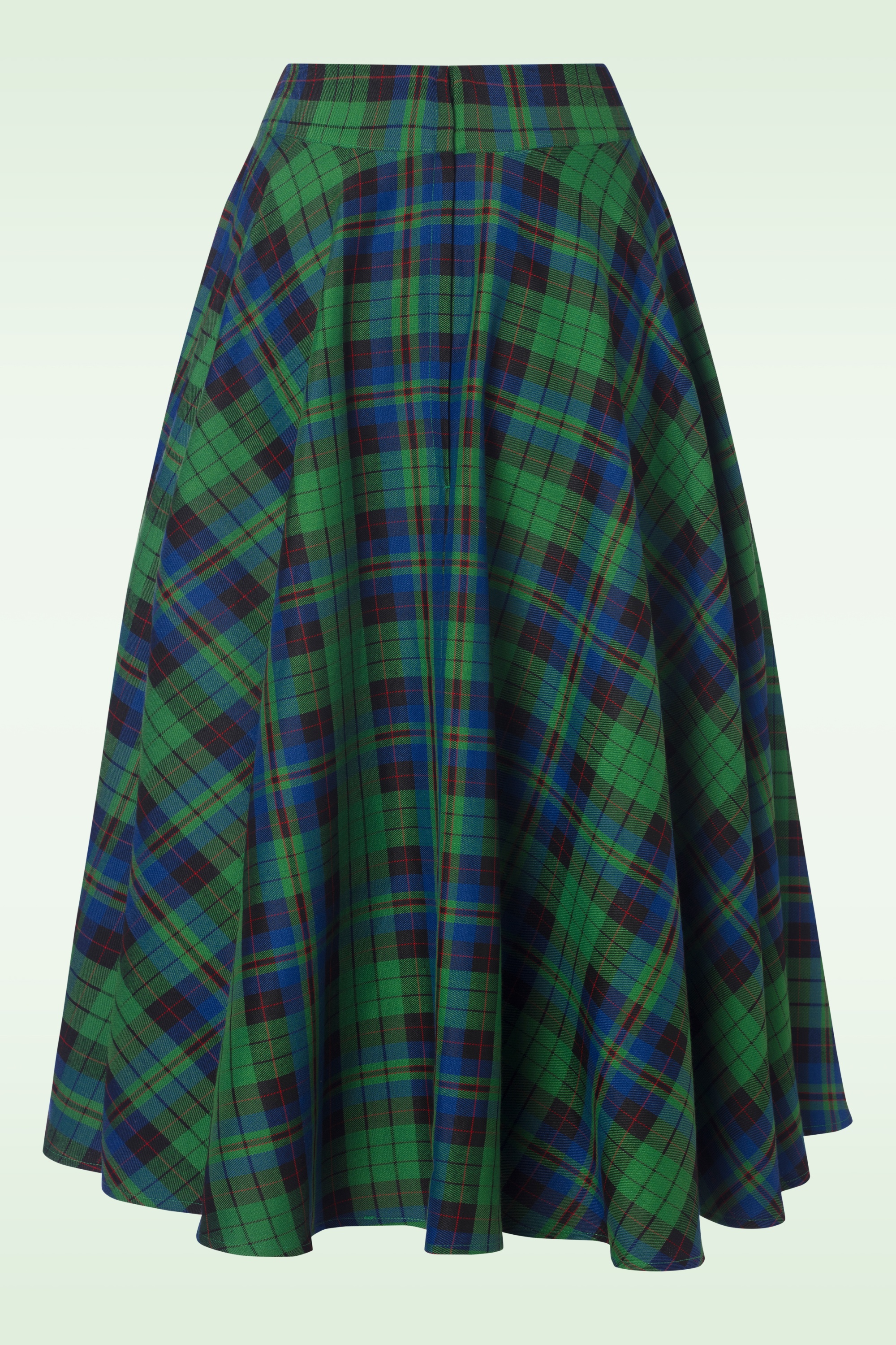 Banned Retro - Winter Check swing rok in groen 4