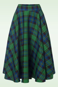 Banned Retro - Winter Check swing rok in groen