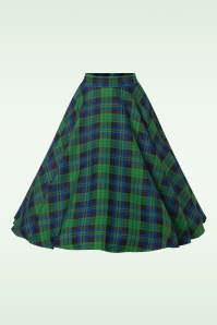 Banned Retro - Winter Check swing rok in groen 3