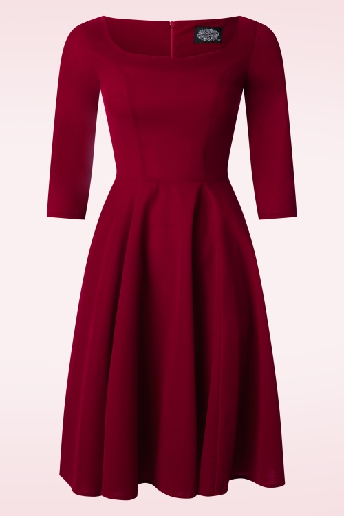 Hearts & Roses - Valerie velours swing jurk in rood