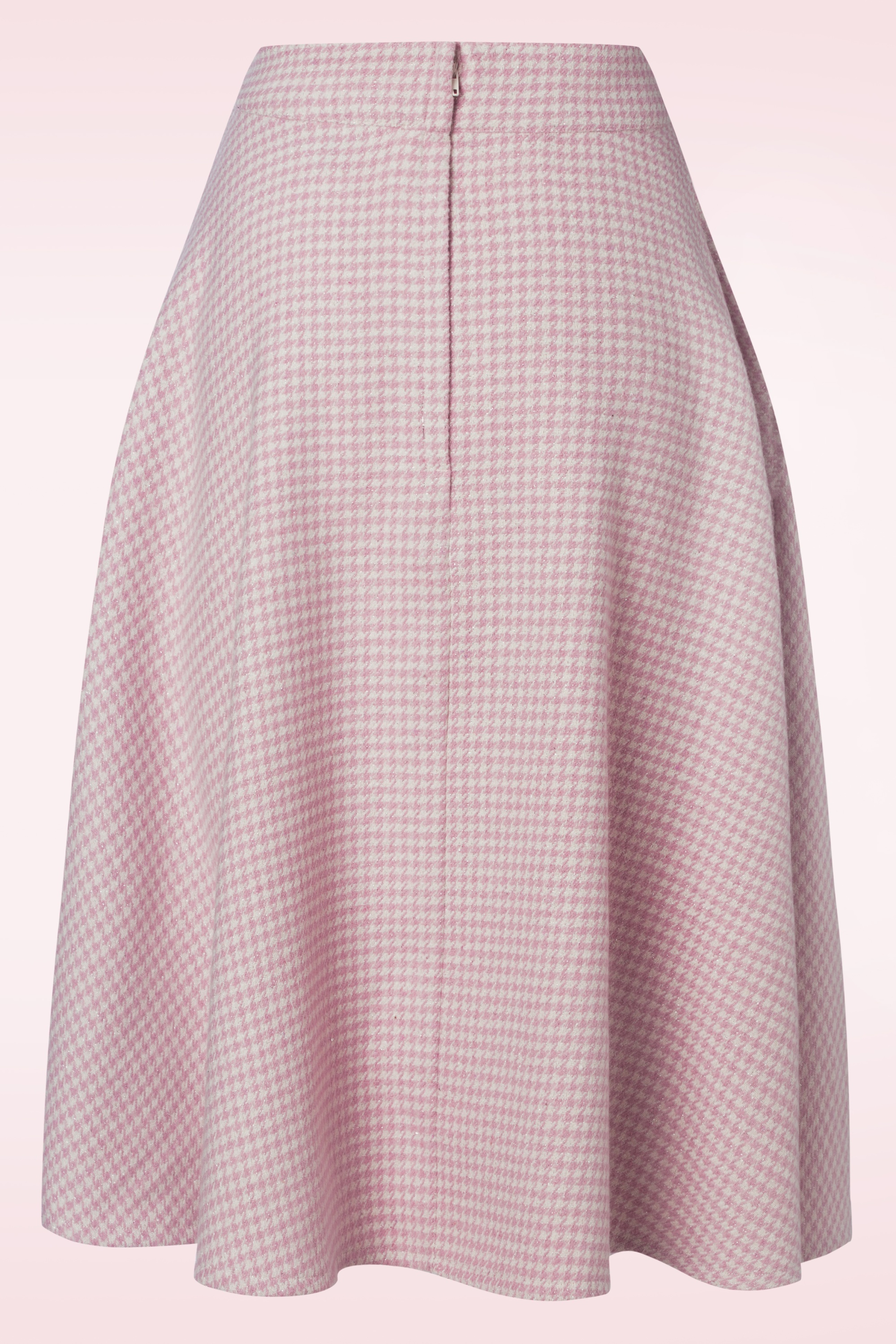 Banned Retro - Florence Houndstooth gebreide swing rok in roze 3