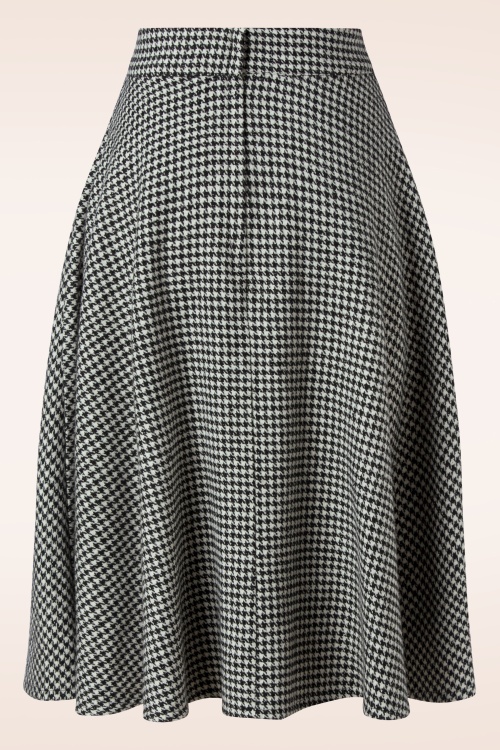 Banned Retro - Florence Houndstooth gebreide swing rok in zwart  3