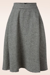 Banned Retro - Florence Houndstooth gebreide swing rok in zwart 