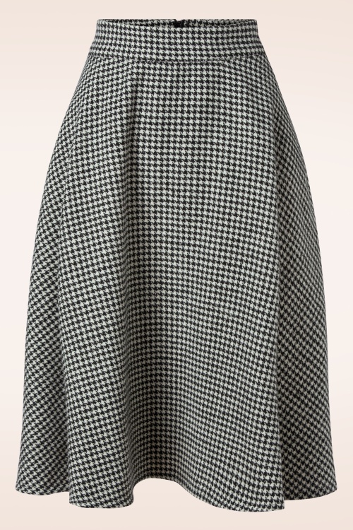 Banned Retro - Florence Houndstooth gebreide swing rok in roze