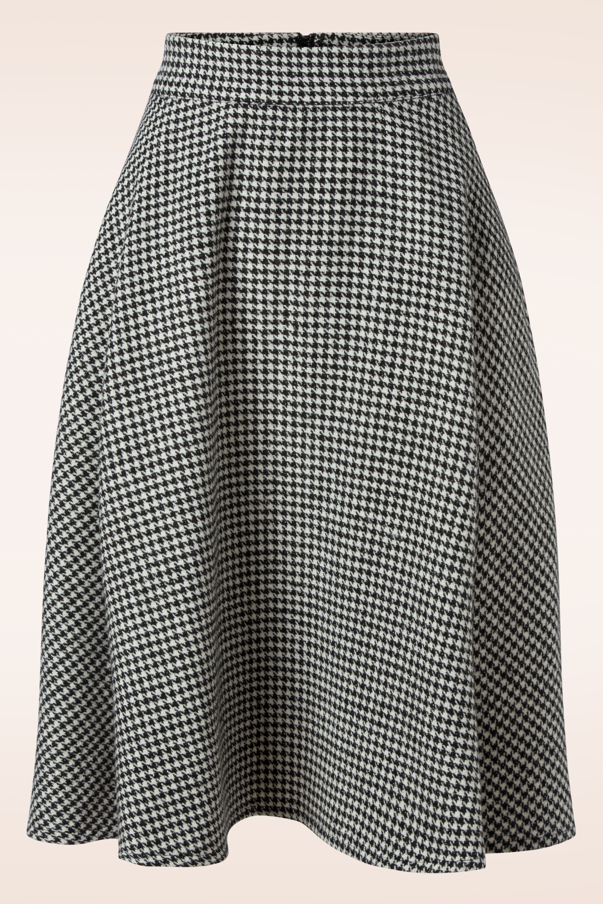 Banned Retro - Florence Houndstooth gebreide swing rok in zwart 