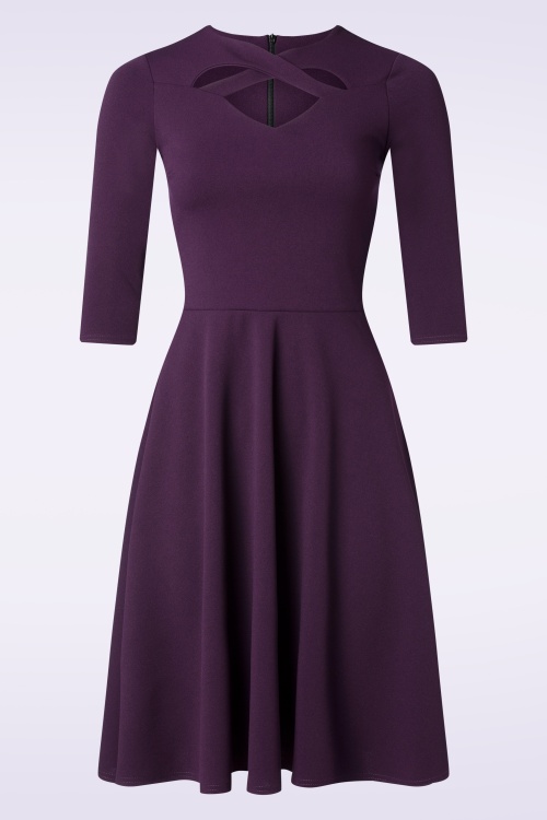 Vintage Chic for Topvintage - Leah swing jurk in aubergine 2