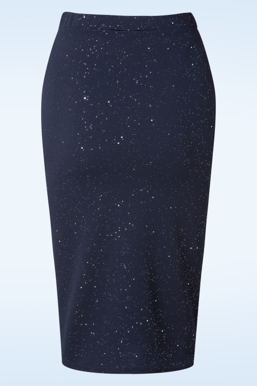 Vintage Chic for Topvintage - Glory Glitter pencil rok in navy 3