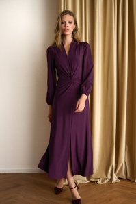 K-Design - Luna geknoopte maxi jurk in aubergine