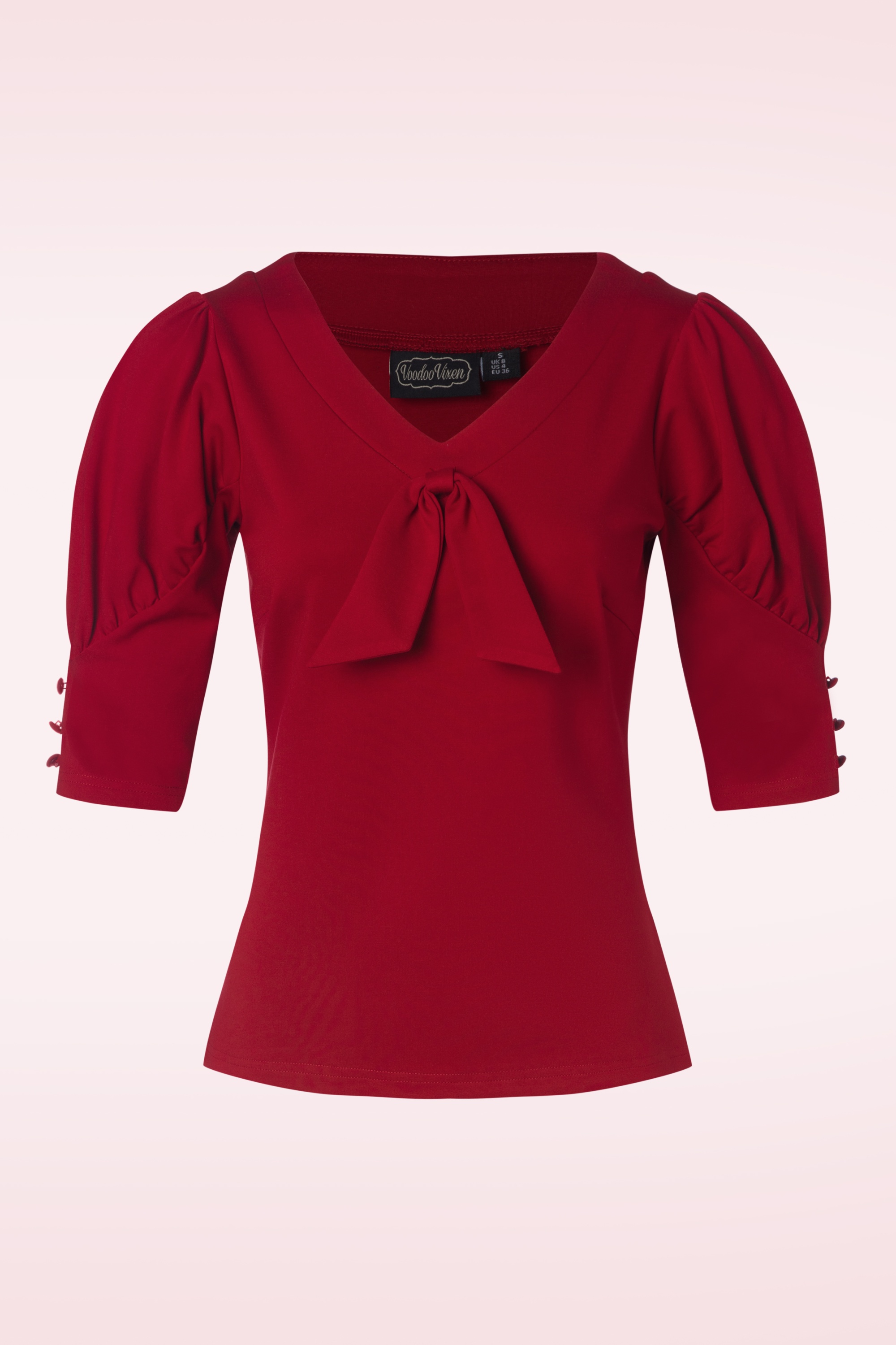 Vixen - Bow jersey top in rood