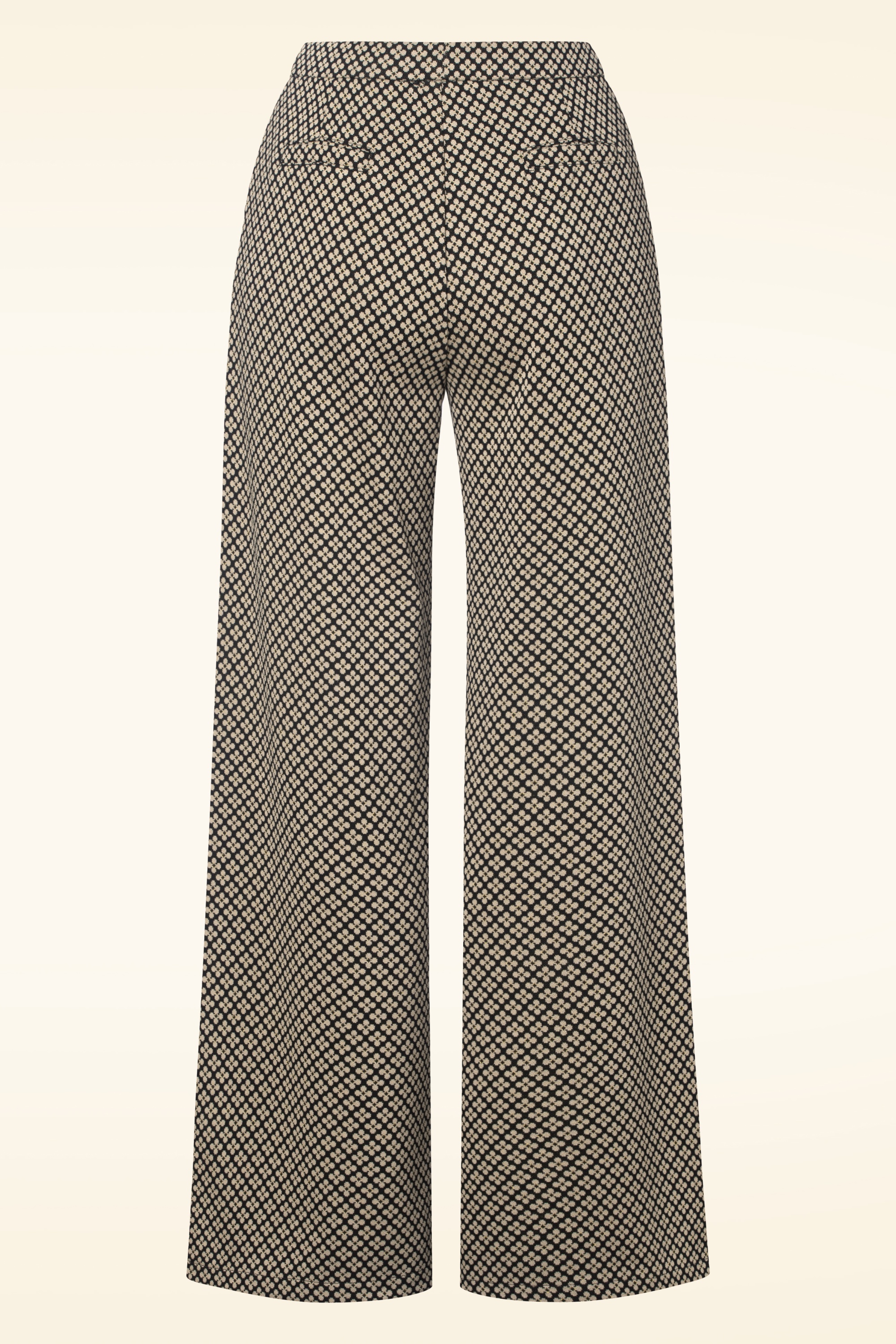 Smashed Lemon - Emmy pantalon met wijde pijpen in zand en zwart 3