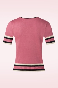 Vixen - Kitty and Bird Short Sleeve trui in roze 3