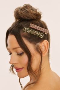 Powder - Jewelled haarclips in oudroze en groen