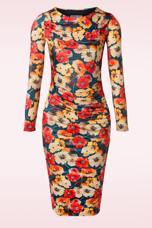 Floral pencil dress with sleeves best sale