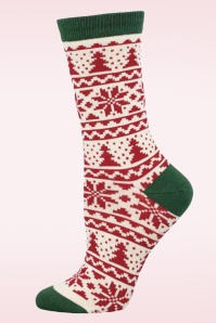 Socksmith - Christmas Fair Isle Bamboo sokken in crème