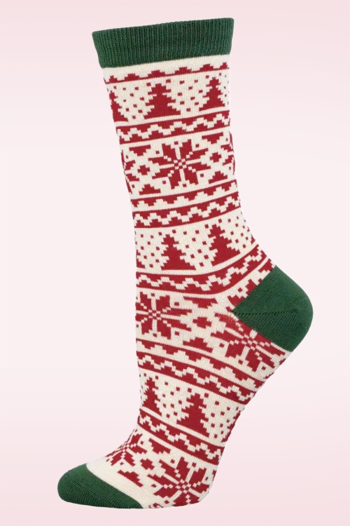 Socksmith - Christmas Fair Isle Bamboo sokken in crème