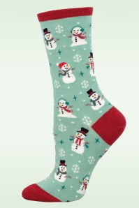 Socksmith - Winter Snowman sokken in mint