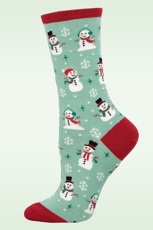 Socksmith - Winter Snowman sokken in mint