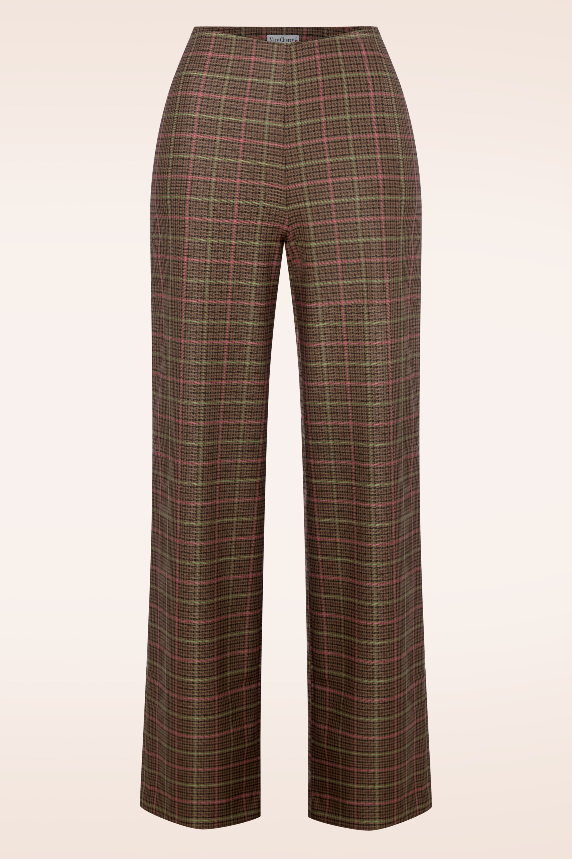 Very Cherry - Marlene Narnia Checkered pantalon in toffee