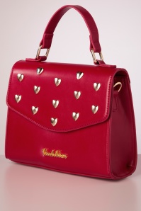 Vixen - Heart Studded handtas in rood 3