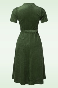 Very Cherry - Midi Revers Jurk in Corduroy Groen 3