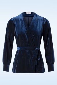 Vintage Chic for Topvintage - Topvintage exclusive ~ Victoria Velvet Vest top in navyblauw