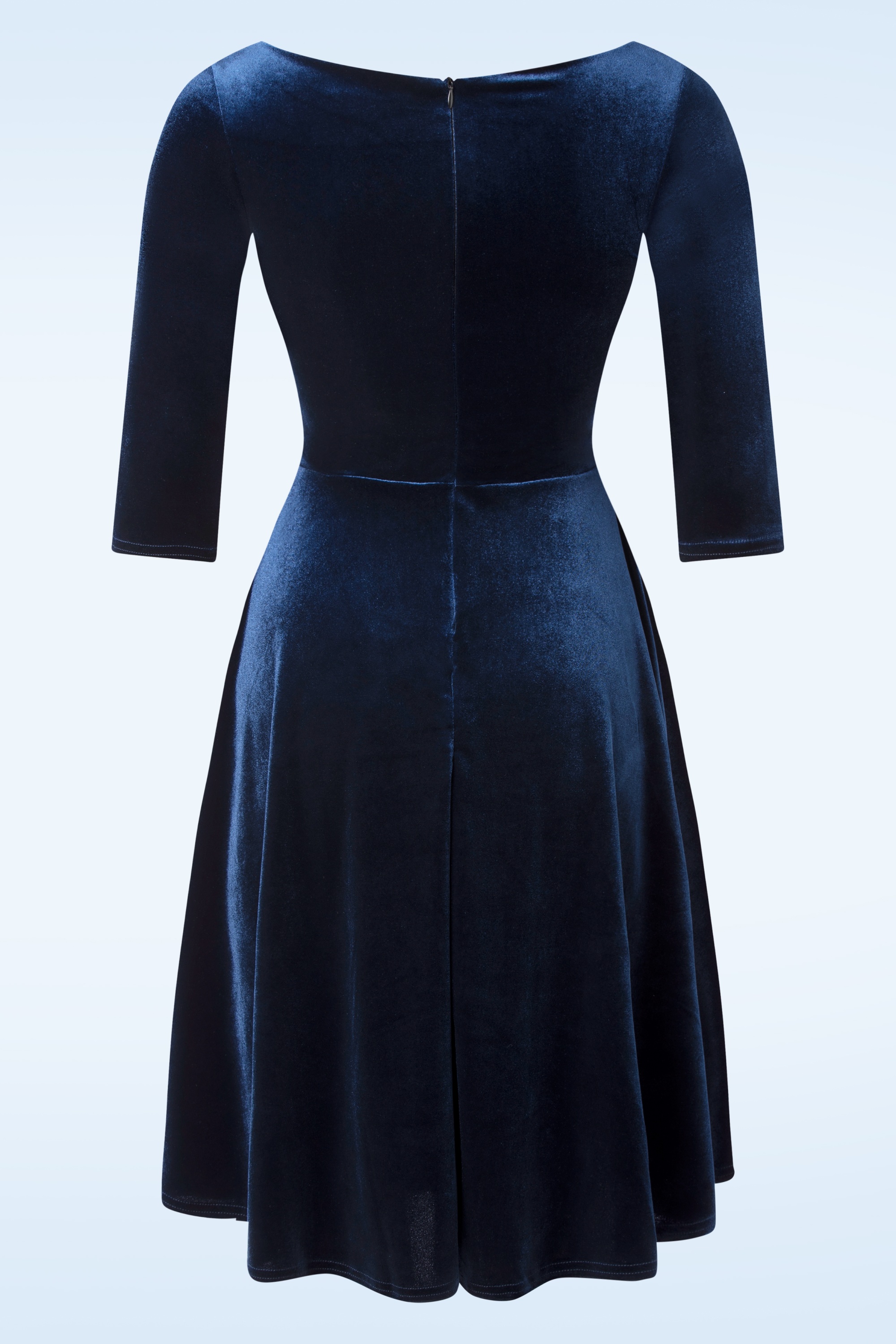 Vintage Chic for Topvintage - Riley Velvet swing jurk in navyblauw 2