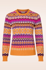 Surkana - Jacqueline jacquard jumper in oranje en multi