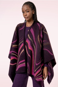 Surkana - Jacquard Poncho sjaal in paars