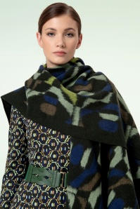 Surkana - Jacquard Poncho sjaal in groen 2