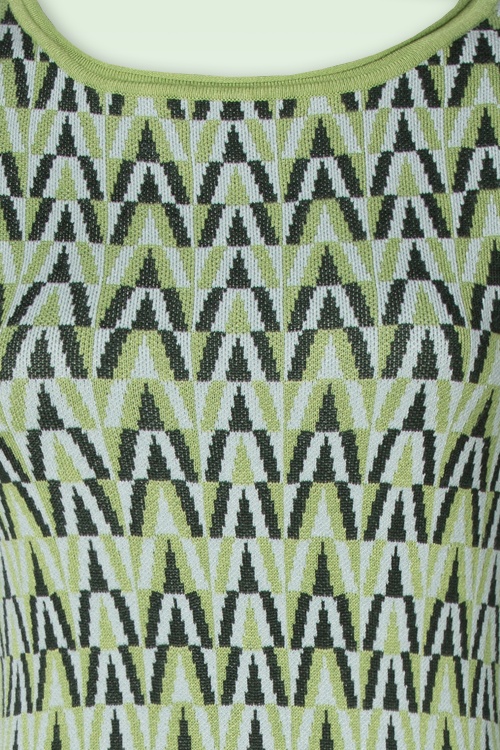 Surkana - Chloe gebreide jacquard midi jurk in groen 3