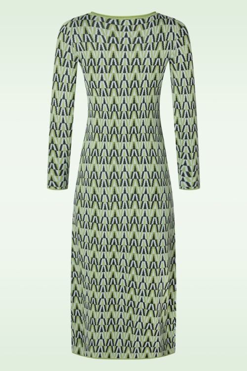 Surkana - Chloe gebreide jacquard midi jurk in groen 2