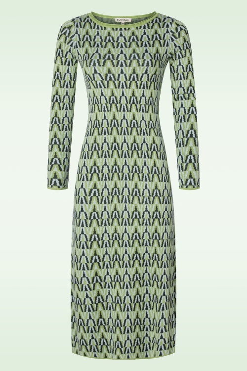 Surkana - Chloe gebreide jacquard midi jurk in groen