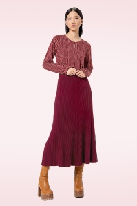 Surkana -  Ruby gebreide midi rok in bordeaux 2