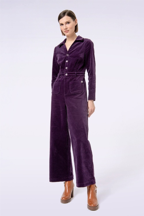 Surkana - Margot rib jumpsuit in paars 2