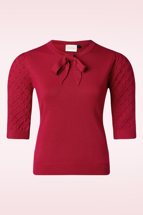 Topvintage Boutique Collection - Milly gebreide top in rood 2