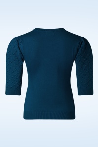 Topvintage Boutique Collection - Milly gebreide top in tealblauw 5