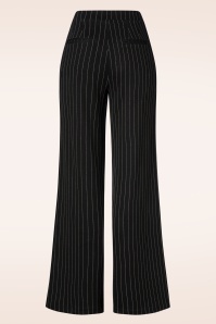 Surkana - Clare krijtstreep pantalon met hoge taille in zwart 5