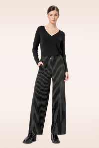 Surkana - Clare krijtstreep pantalon met hoge taille in zwart