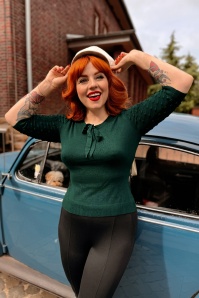 Topvintage Boutique Collection - Haut tricoté Milly en vert foncé