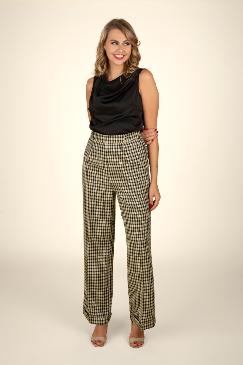 Banned Retro - Ruby Check pantalon in groen