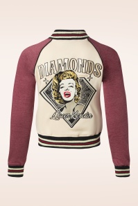 Queen Kerosin - Diamonds College Sweat Jacket in ecru 2