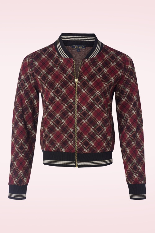 King Louie - Bessie Riley Jacquard Bomber jasje in cabernet rood 2