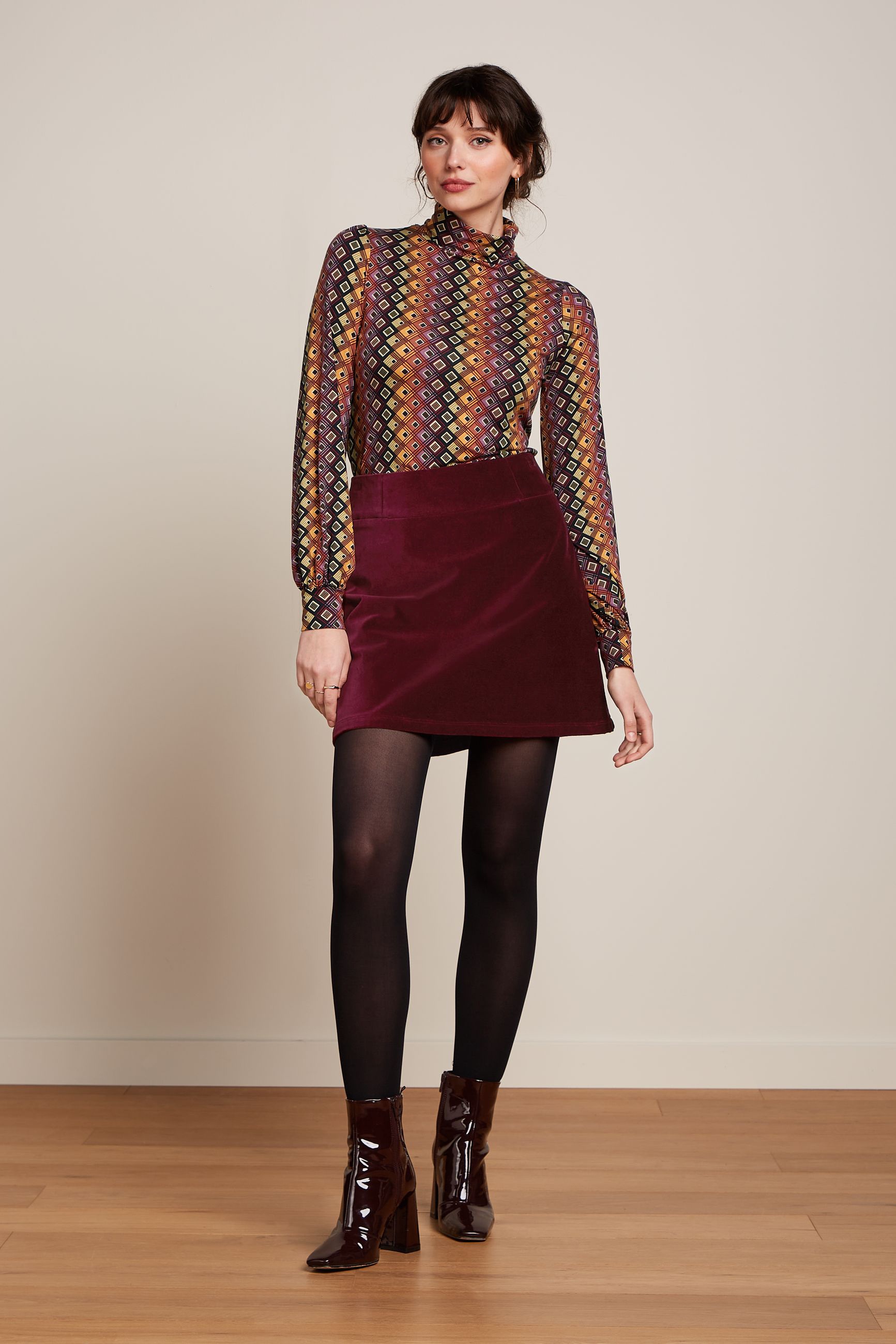 King Louie - Olivia Uni Fargo rok in cabernet rood